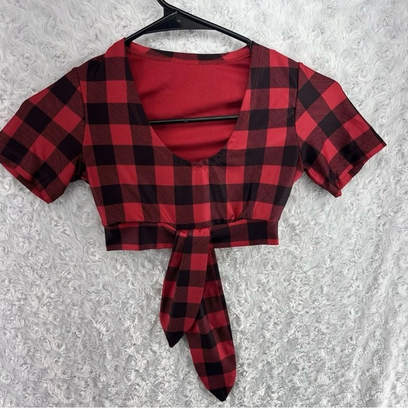 Waitressville Twin Peaks Red Plaid Crop Top Uniform Size XXS Halloween Cosplay - Picture 9 of 9